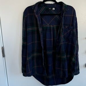 Urban Outfitters Navy and Green Plaid Shirt
